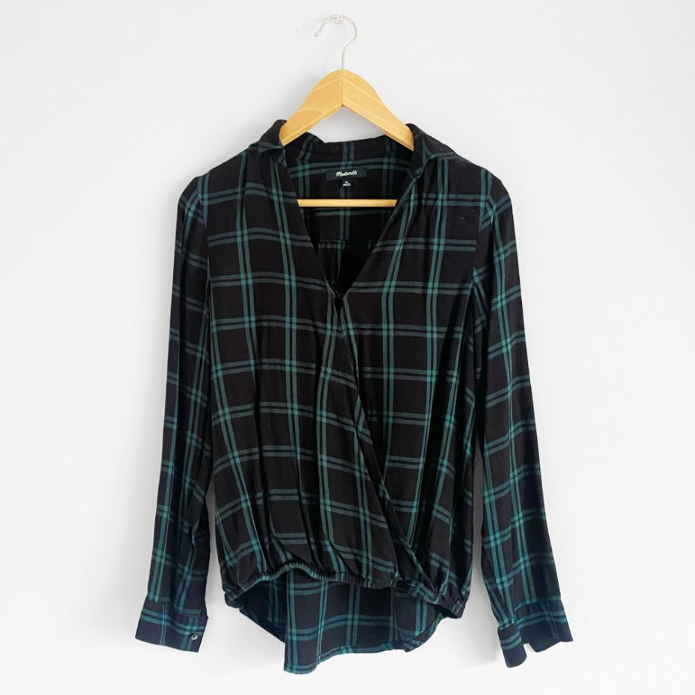 Madewell Green & Black Plaid Long-Sleeve Top